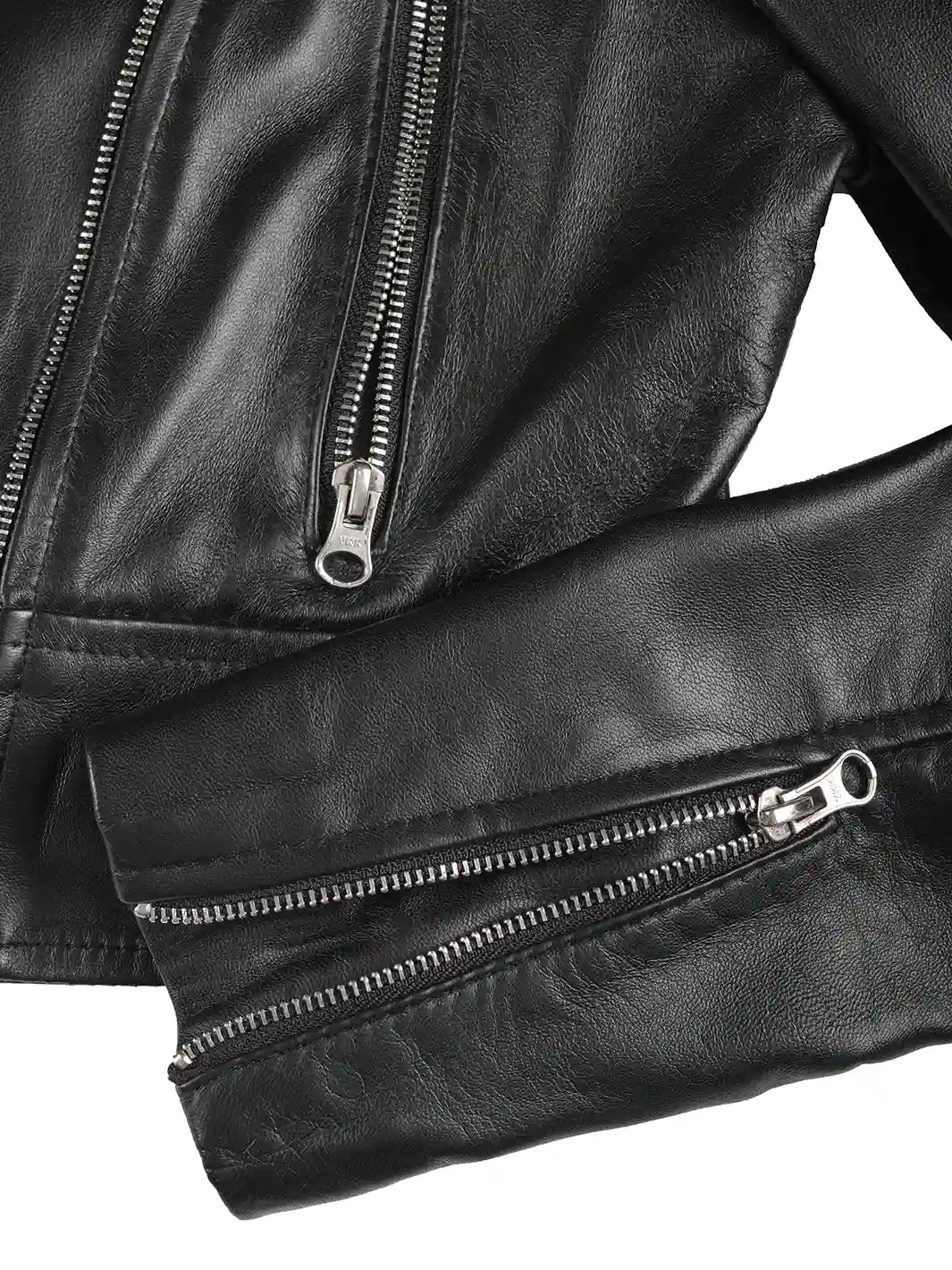 Black Cropped Leather Jacket Biker