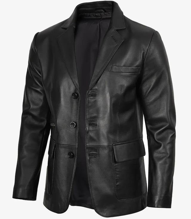 Skinnblazer med tre knappar svart (Homme)