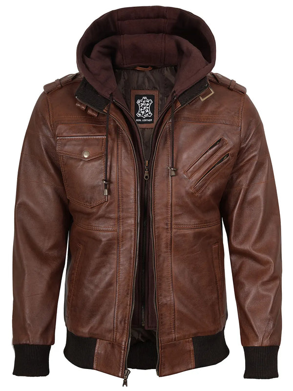 Blouson Bomber Homme En Cuir Nappa Véritable | Couleurs Noir, Marron, Cognac | Taille S