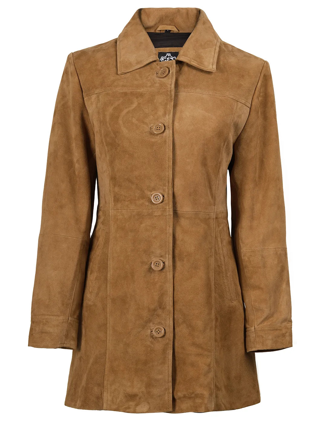 Brown Real Suede Car Coat Womens