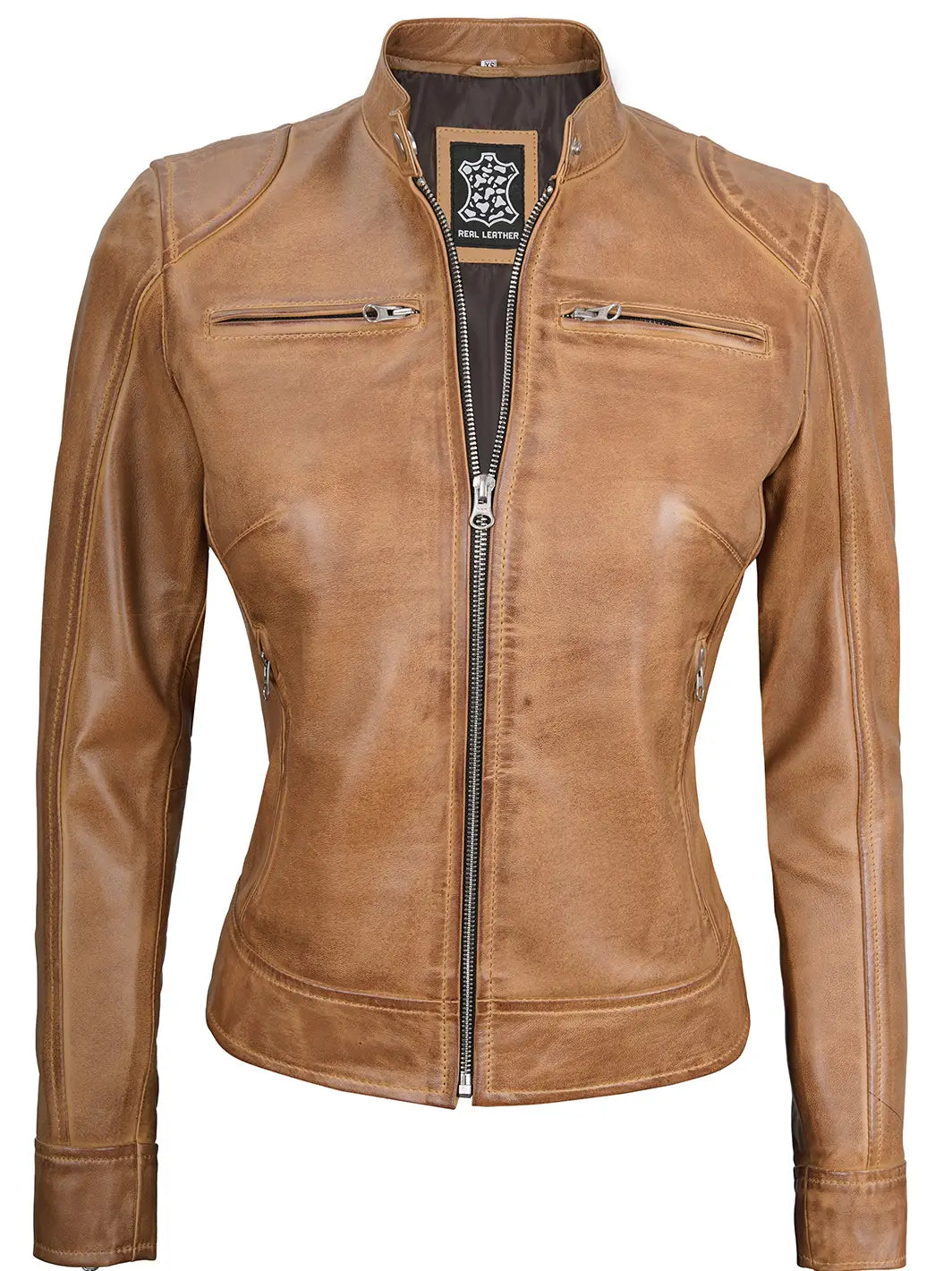 Caffe racer leather jacket women