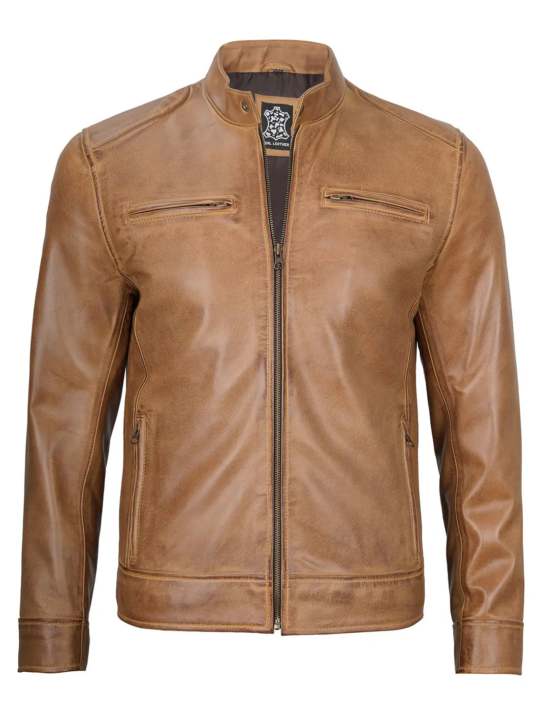 Camel brown leather jacket mens