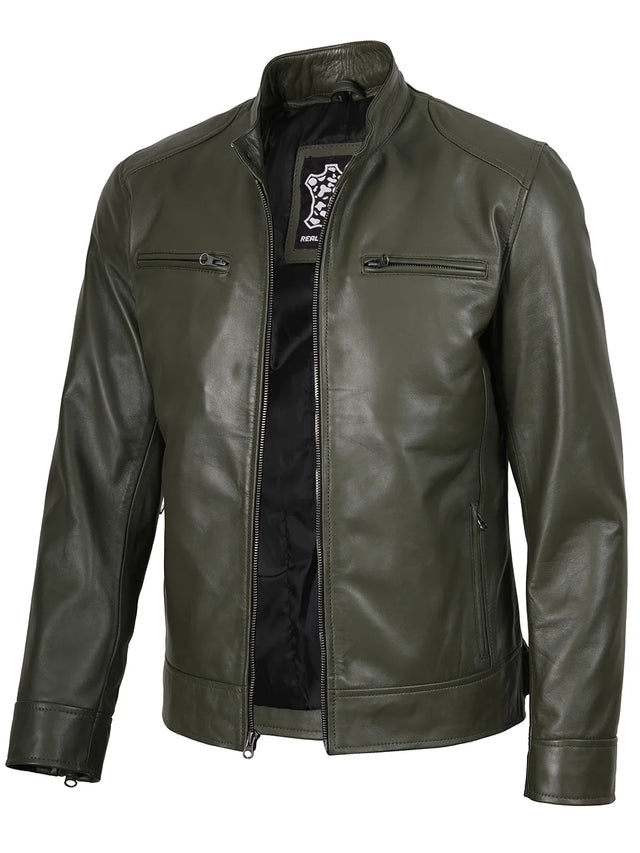 Biker-skinnjacka grönt (Homme)