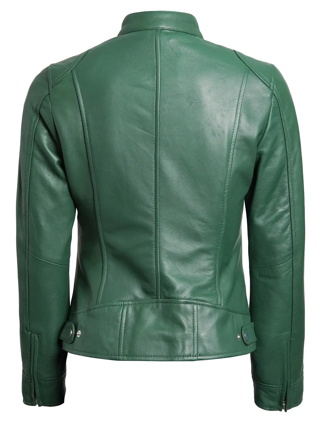 Dodge Womens Motorcycle Green Real Leather Jacket