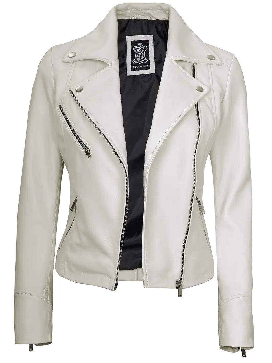 Leather moto jacket for women