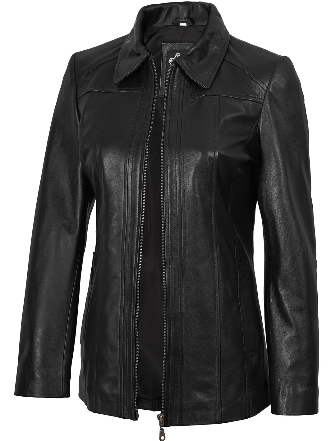 Womens Black Leather Car Coat – Decrum