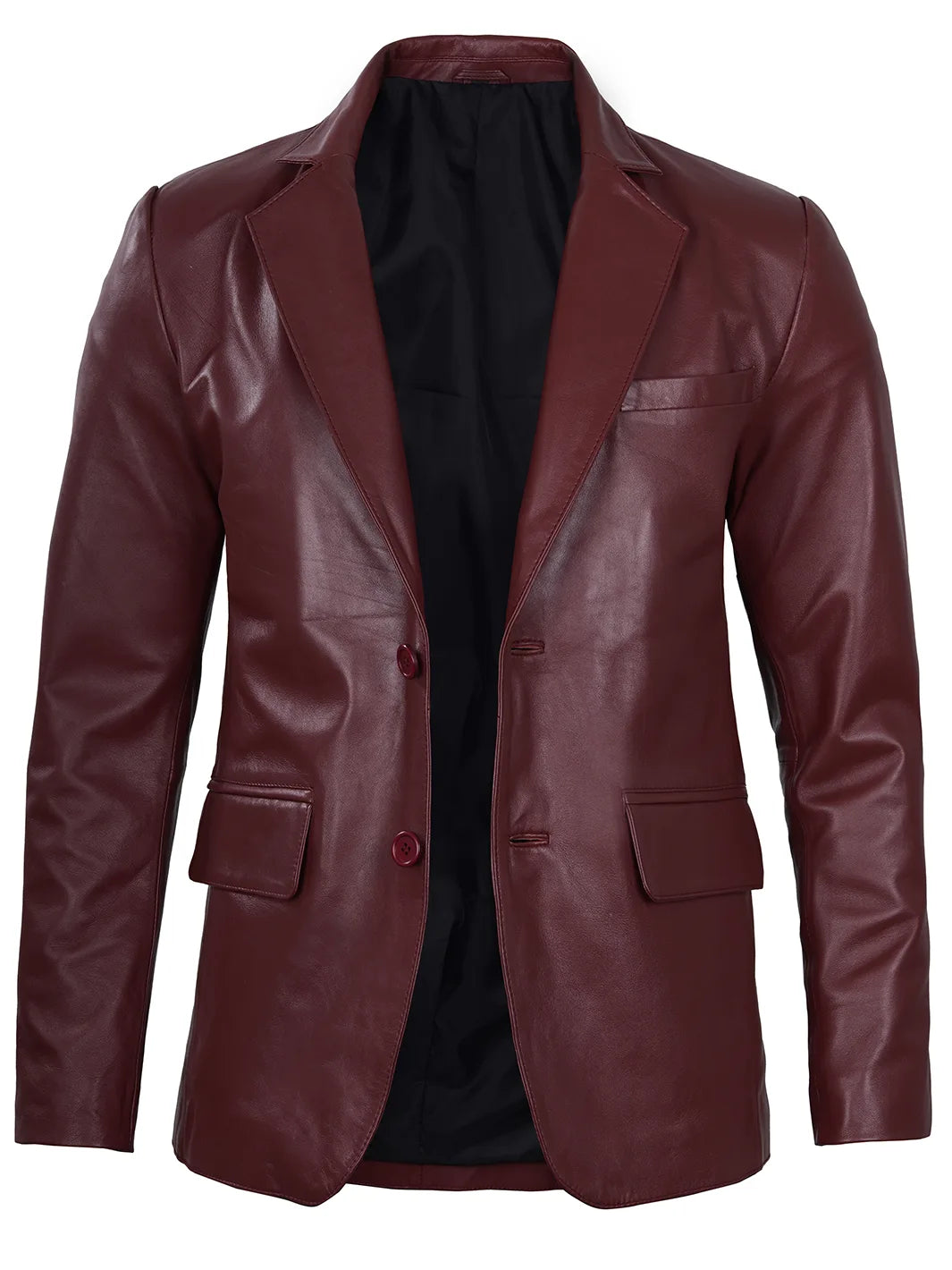 Mens 2 Button Leather Blazer