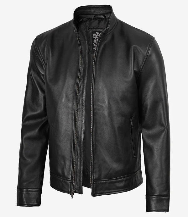 Black Mens Real Lambskin Leather Jacket