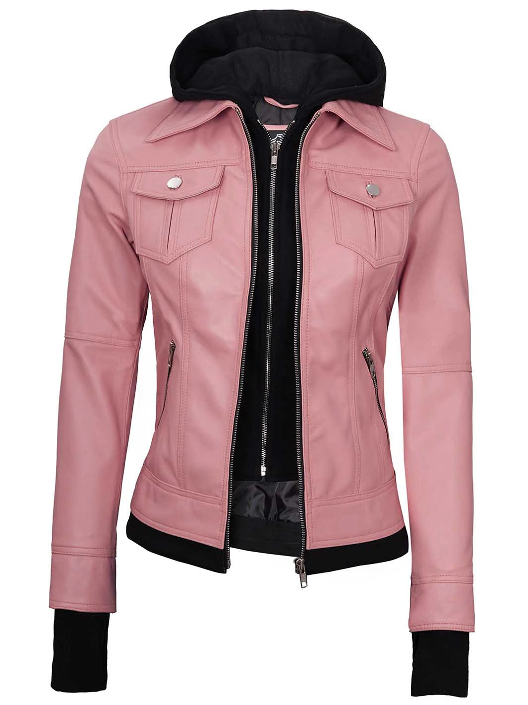 Pink Leather Jacket for Women