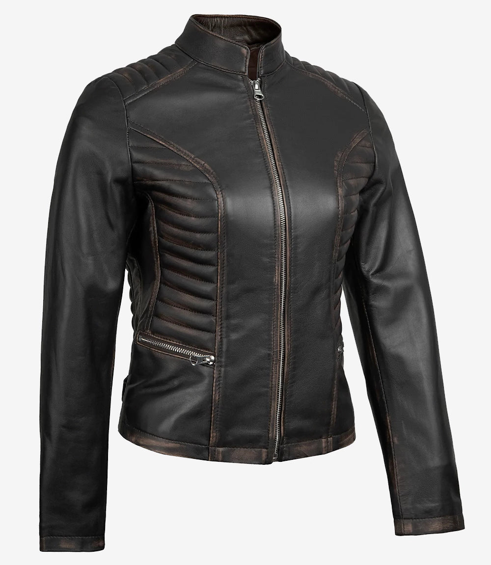 Women's Dark Brown Biker Leather Jacket
