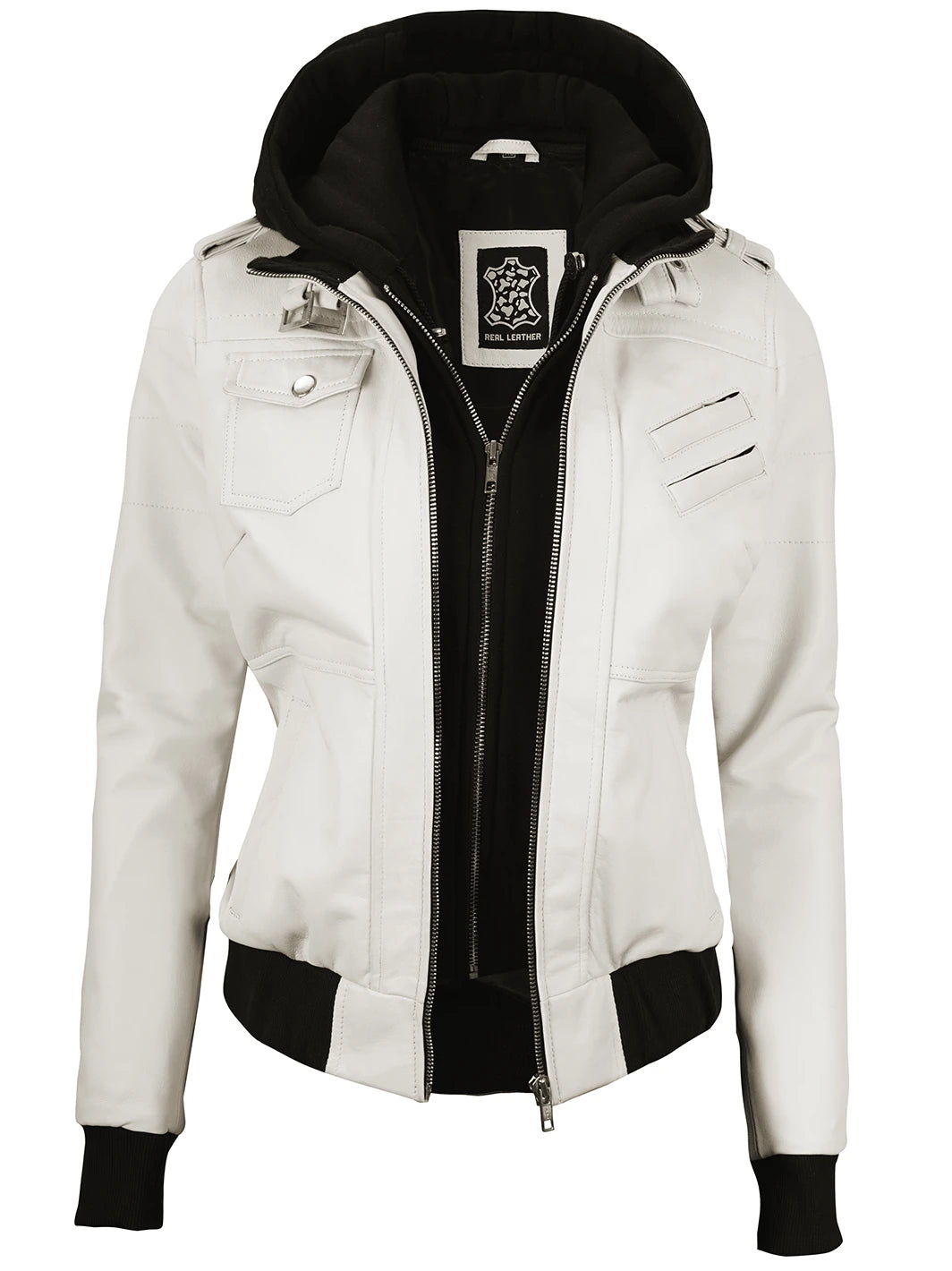 Women bomber leather jacket