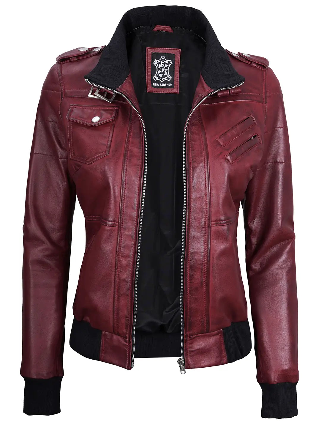 Women leather bomber jacket