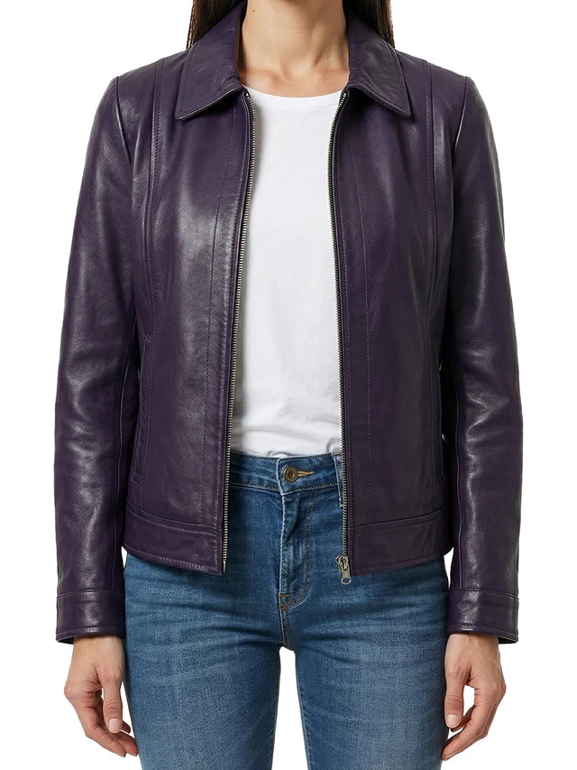 Harrington-skinnjacka lila (Femme)
