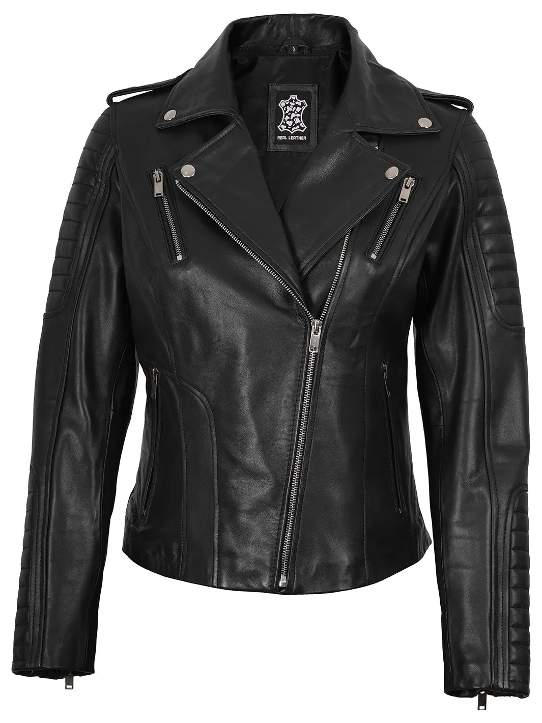 Womens Black Hooded Leather Jacket