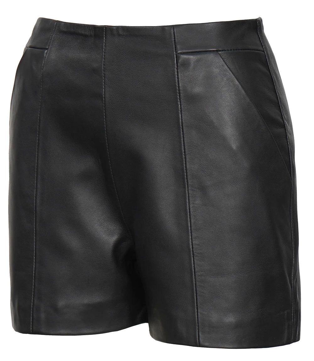 Women's Leather Black Shorts - High Waisted Style