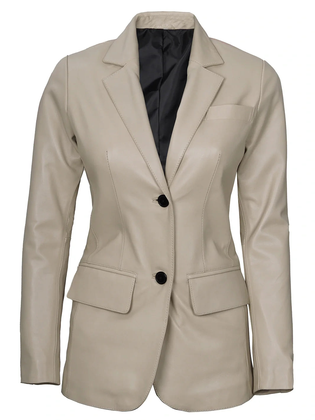 beige leather blazer