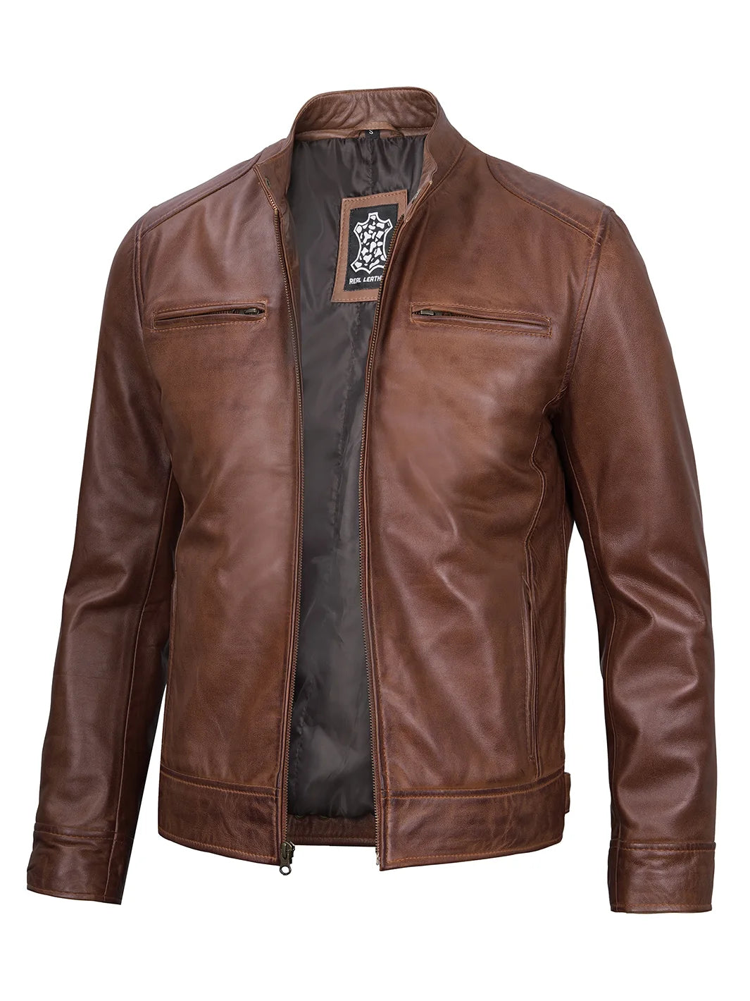 mens brown leather jacket