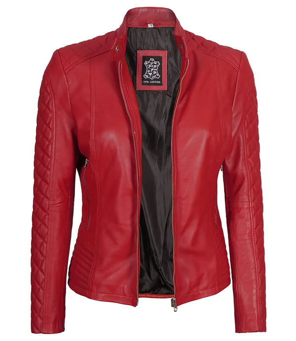 Biker red leather jacket