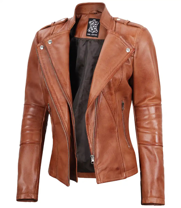 biker tan leather jacket