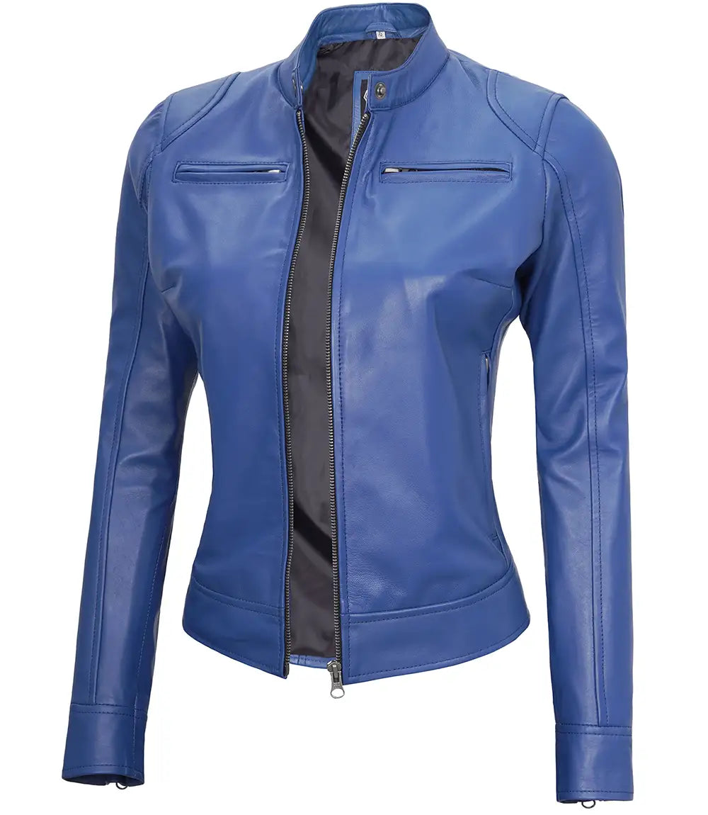 blue leather dodge jacket