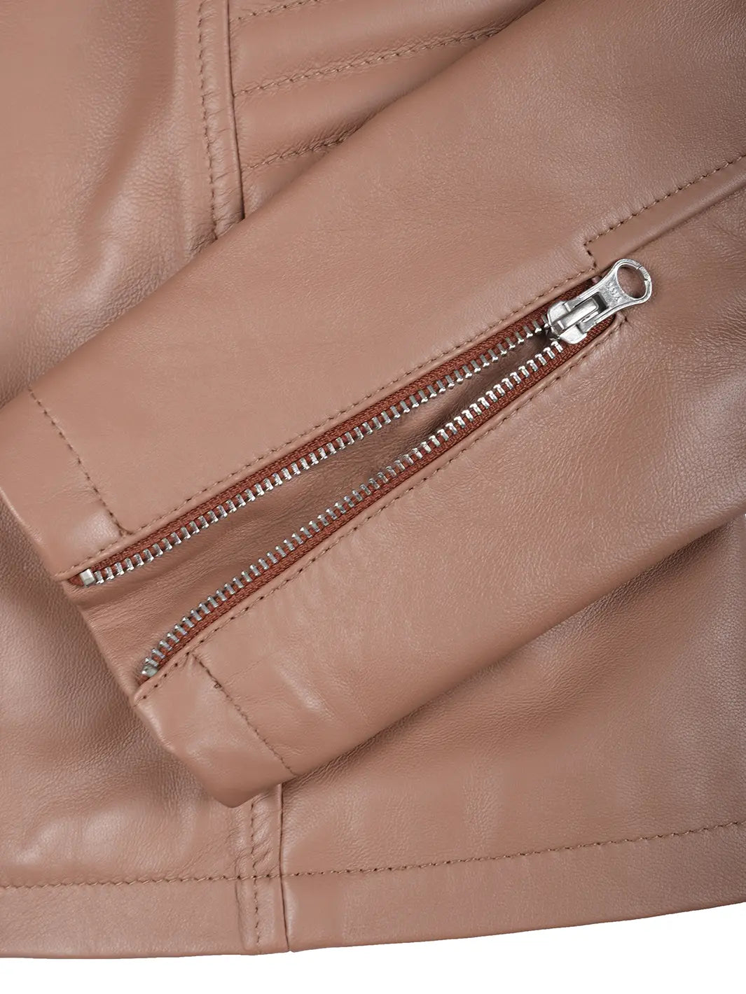 brown leather jacket features