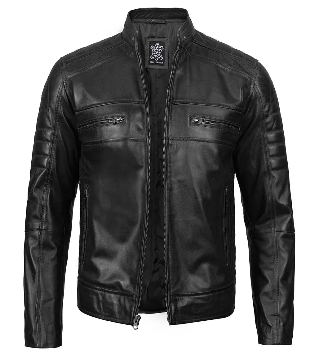 cafe racer leather mens jacket