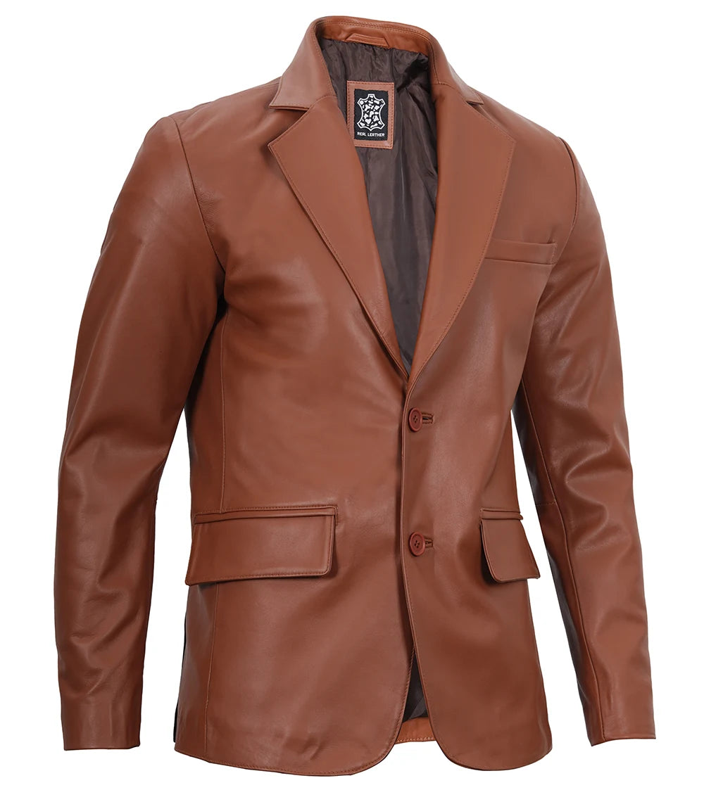 cognac leather brown jacket