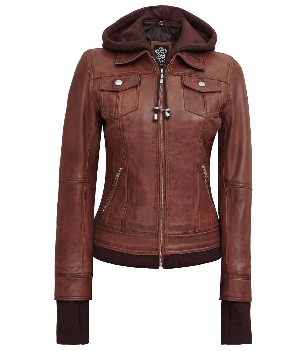 dark brown hooded jacket