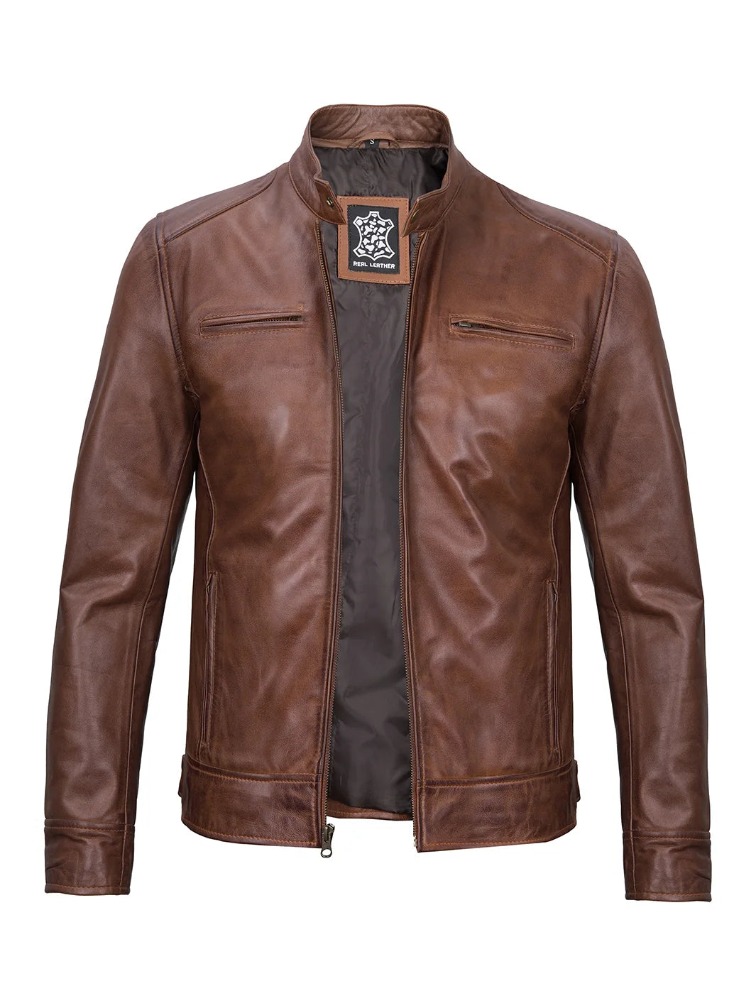biker jacket mens brown