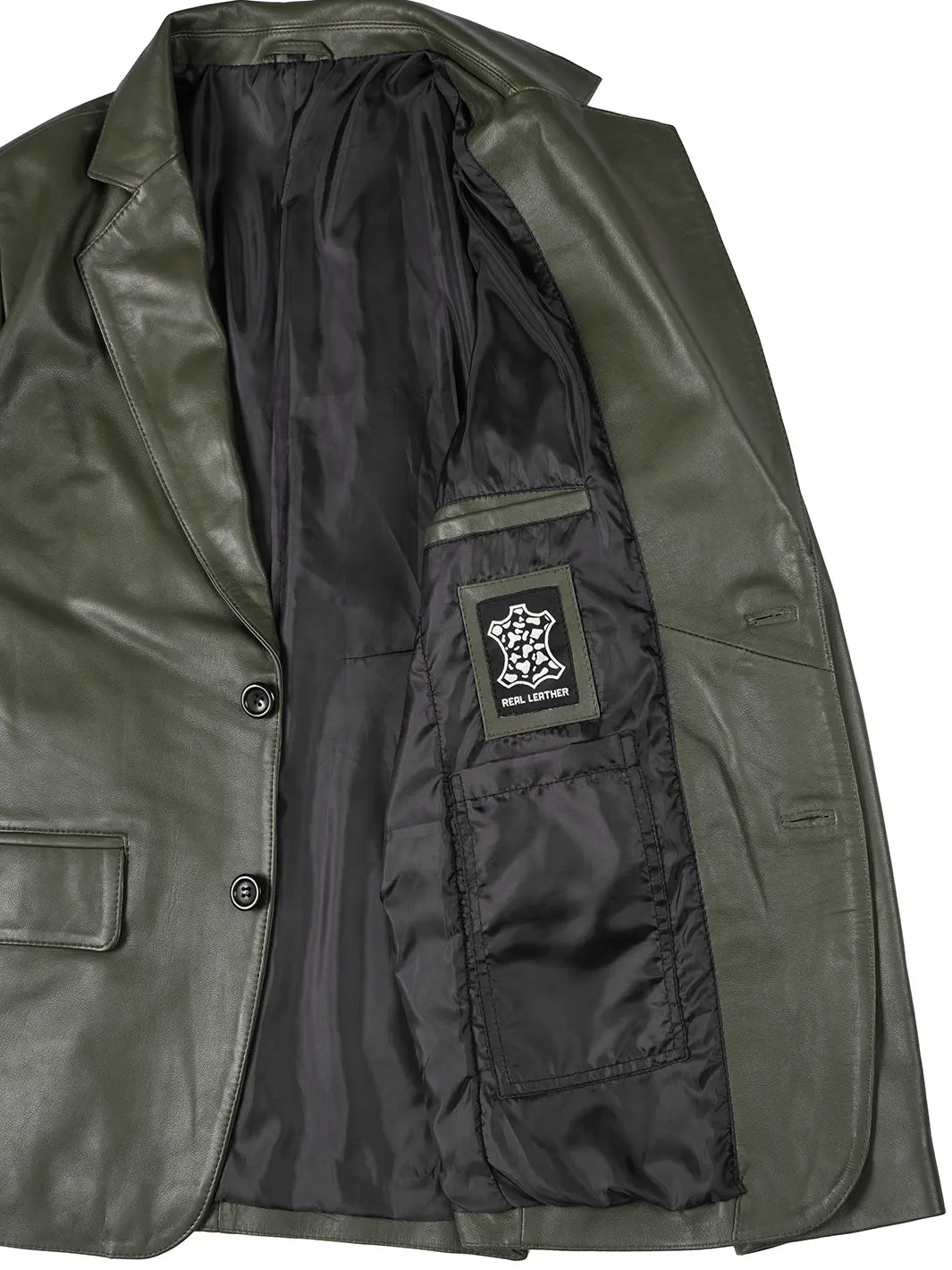 leather blazer green features