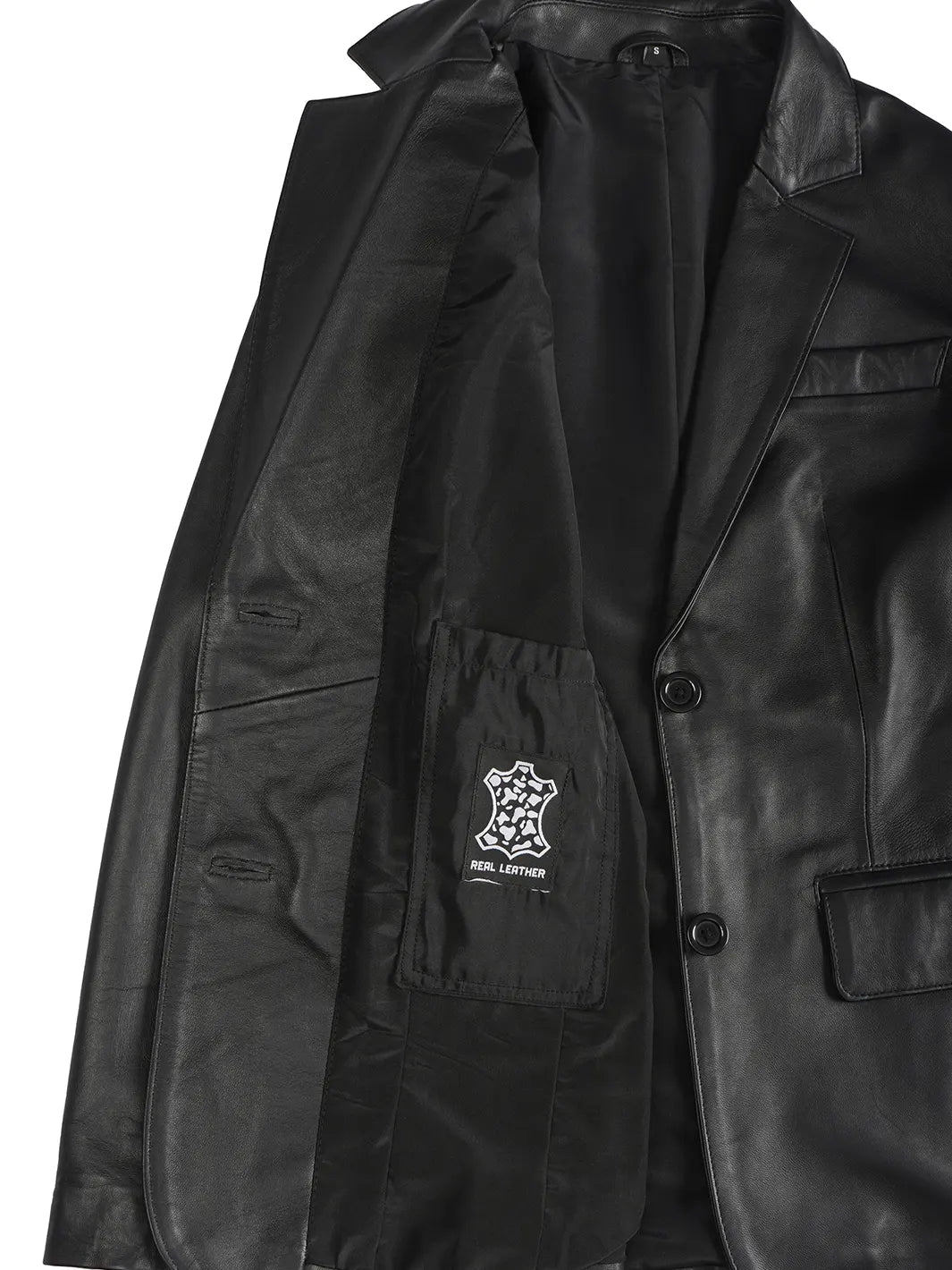 real leather blazer features 