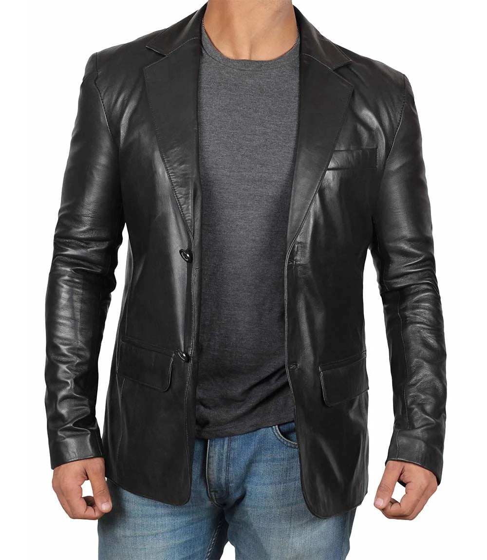 leather blazer black jacket