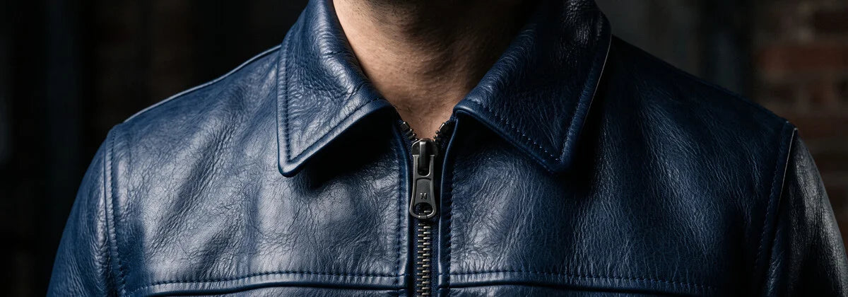 Men's Blue Leather Jacket