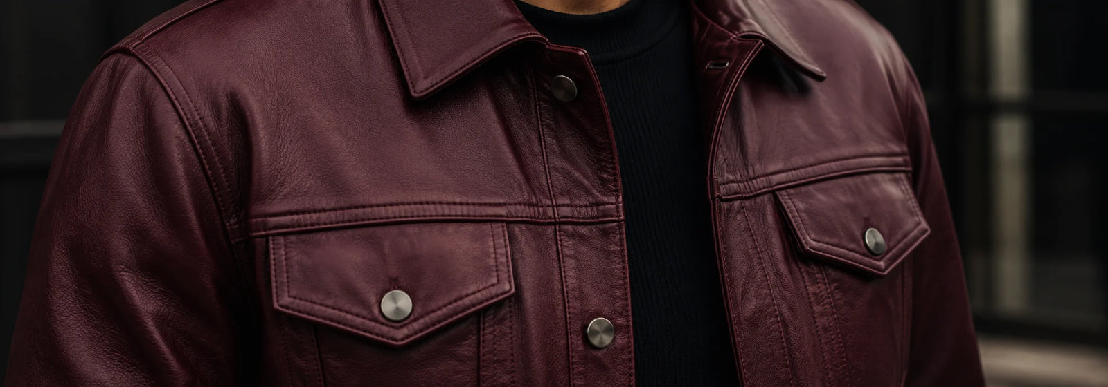 Vestes en cuir bordeaux pour hommes
