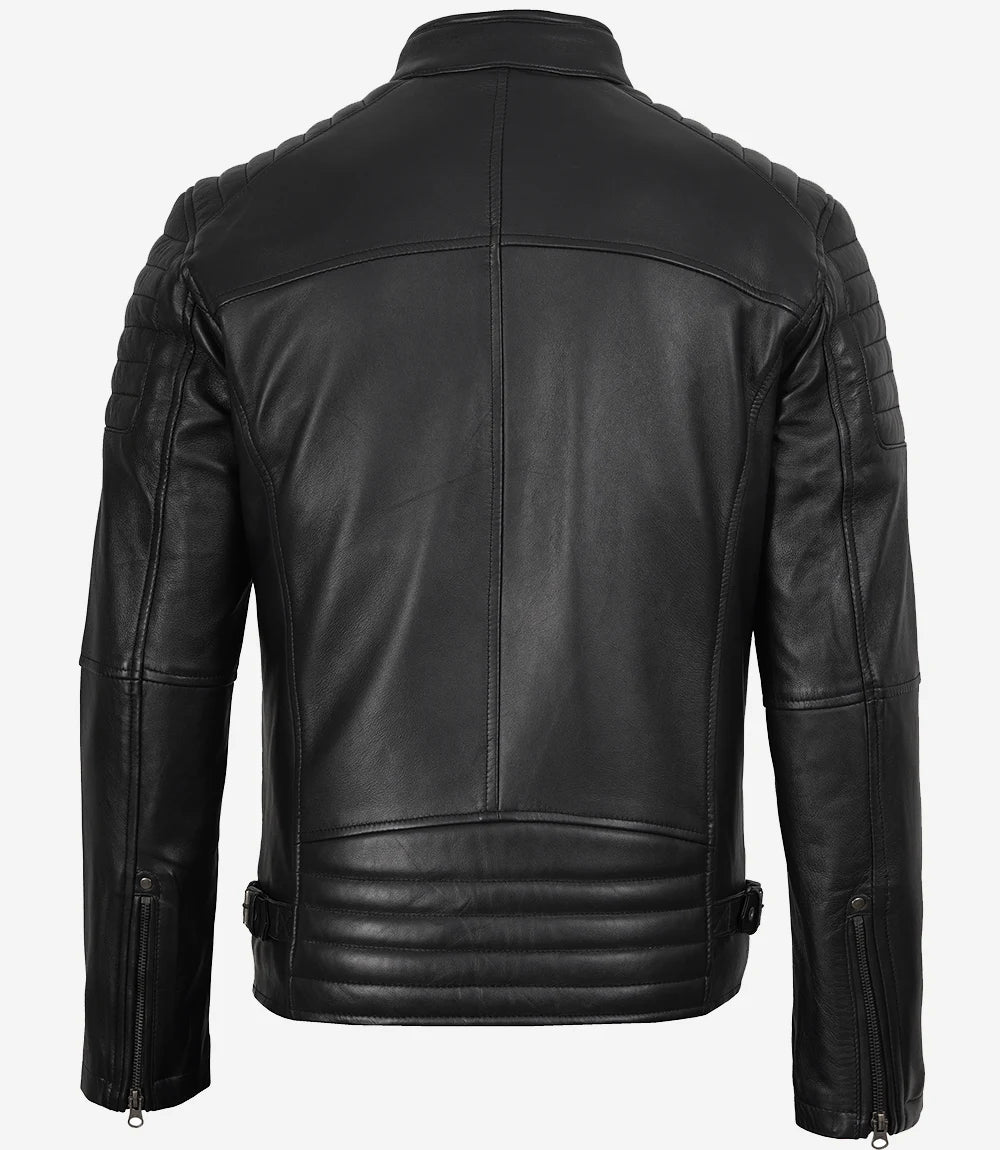 mens black leather jacket