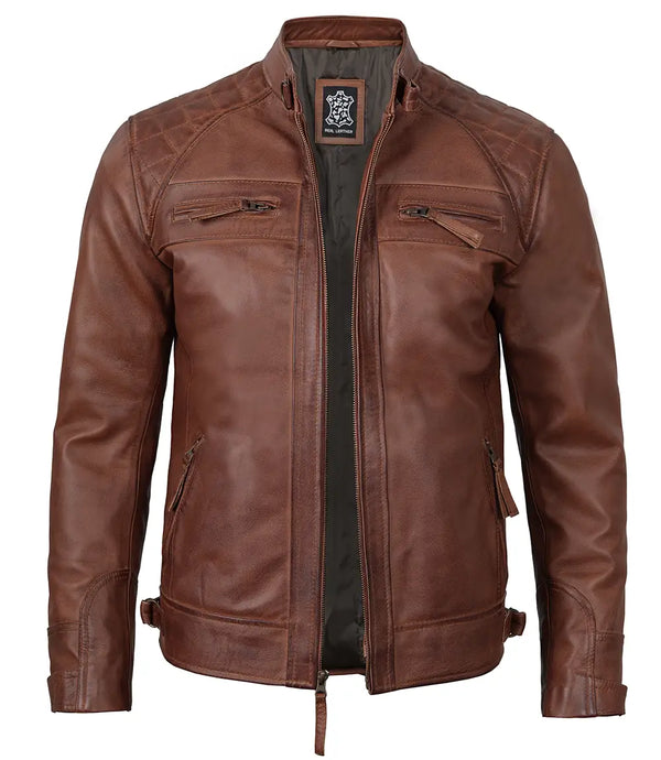 mens real leather brown jacket