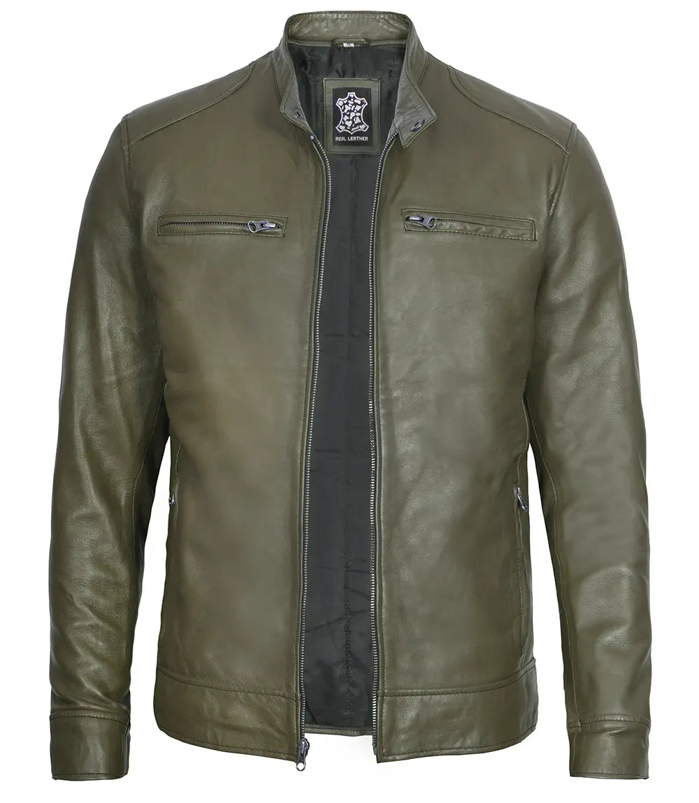 mens green biker jacket