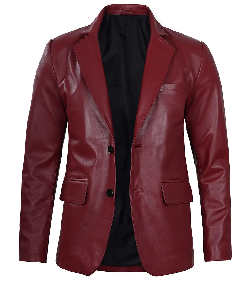 mens real leather blazer