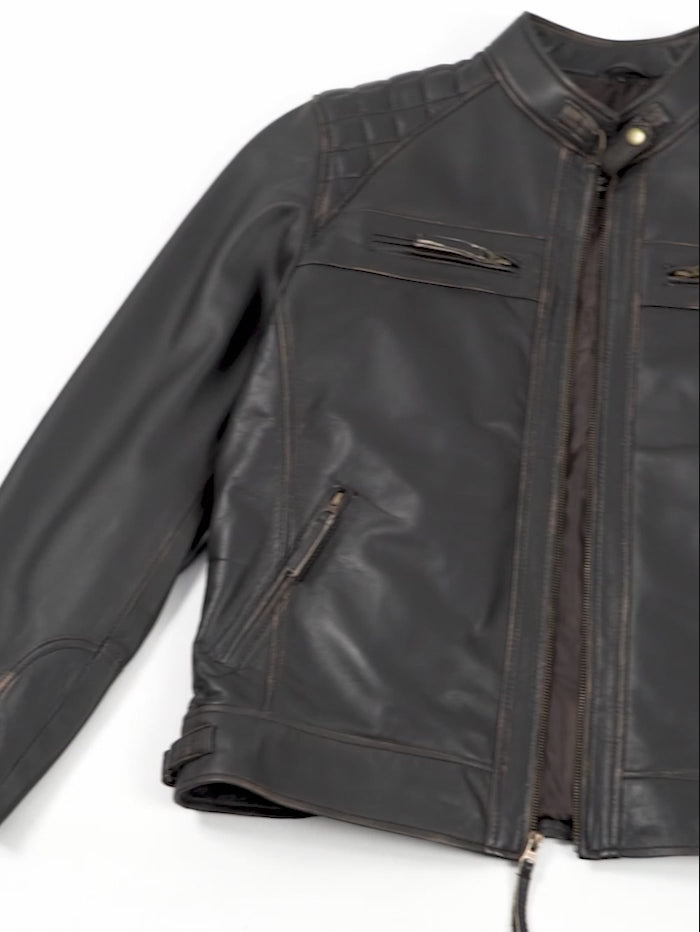 Men's Distressed Brown Biker Style Leather Jacket – Decrum