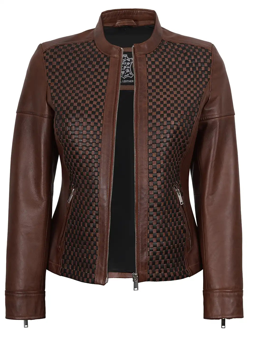 real lambskin cafe racer jacket brown