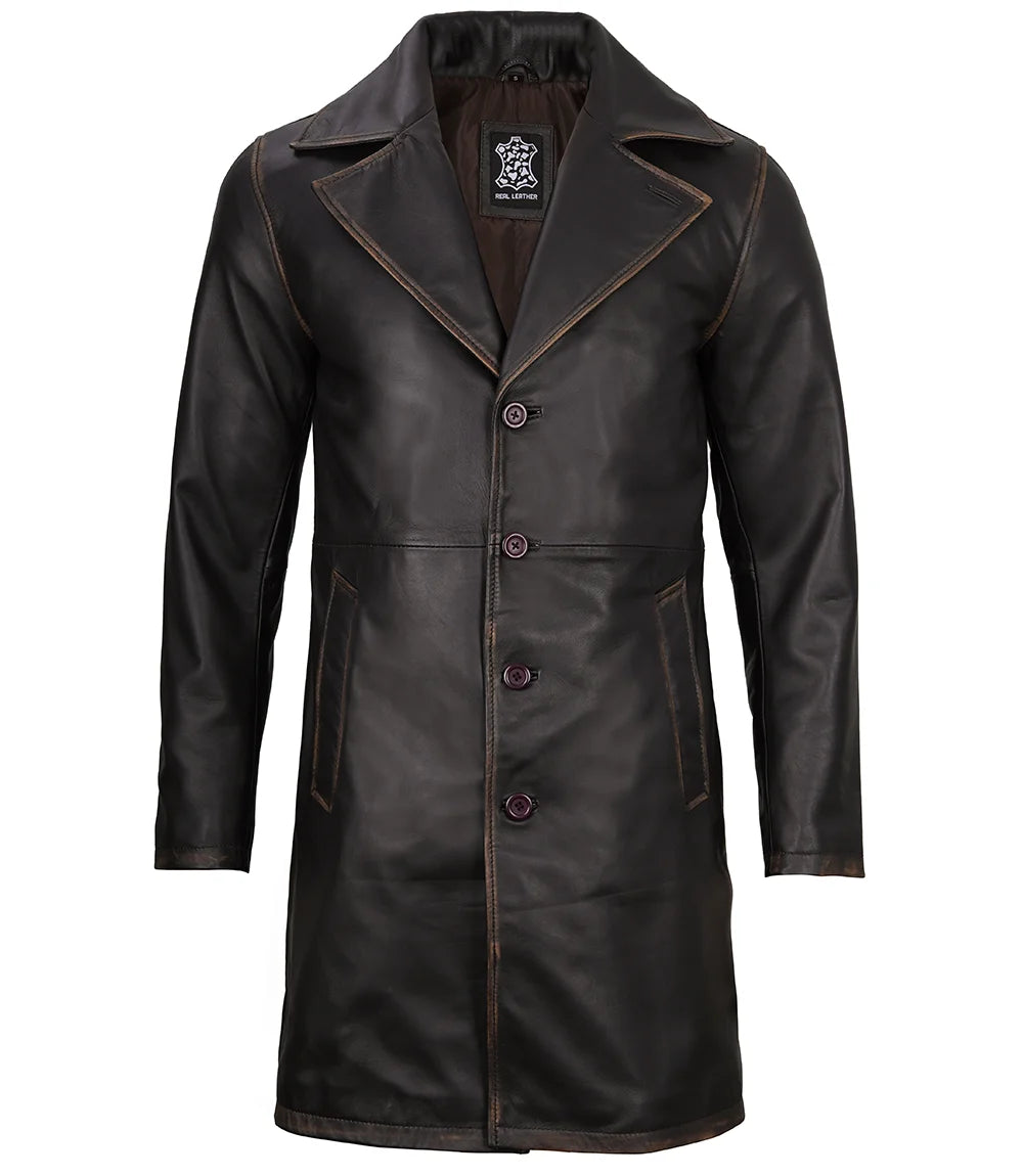 rub off mens leather car coat