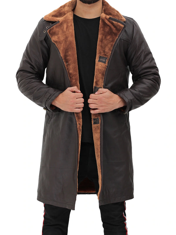 mens shearling jacket brown