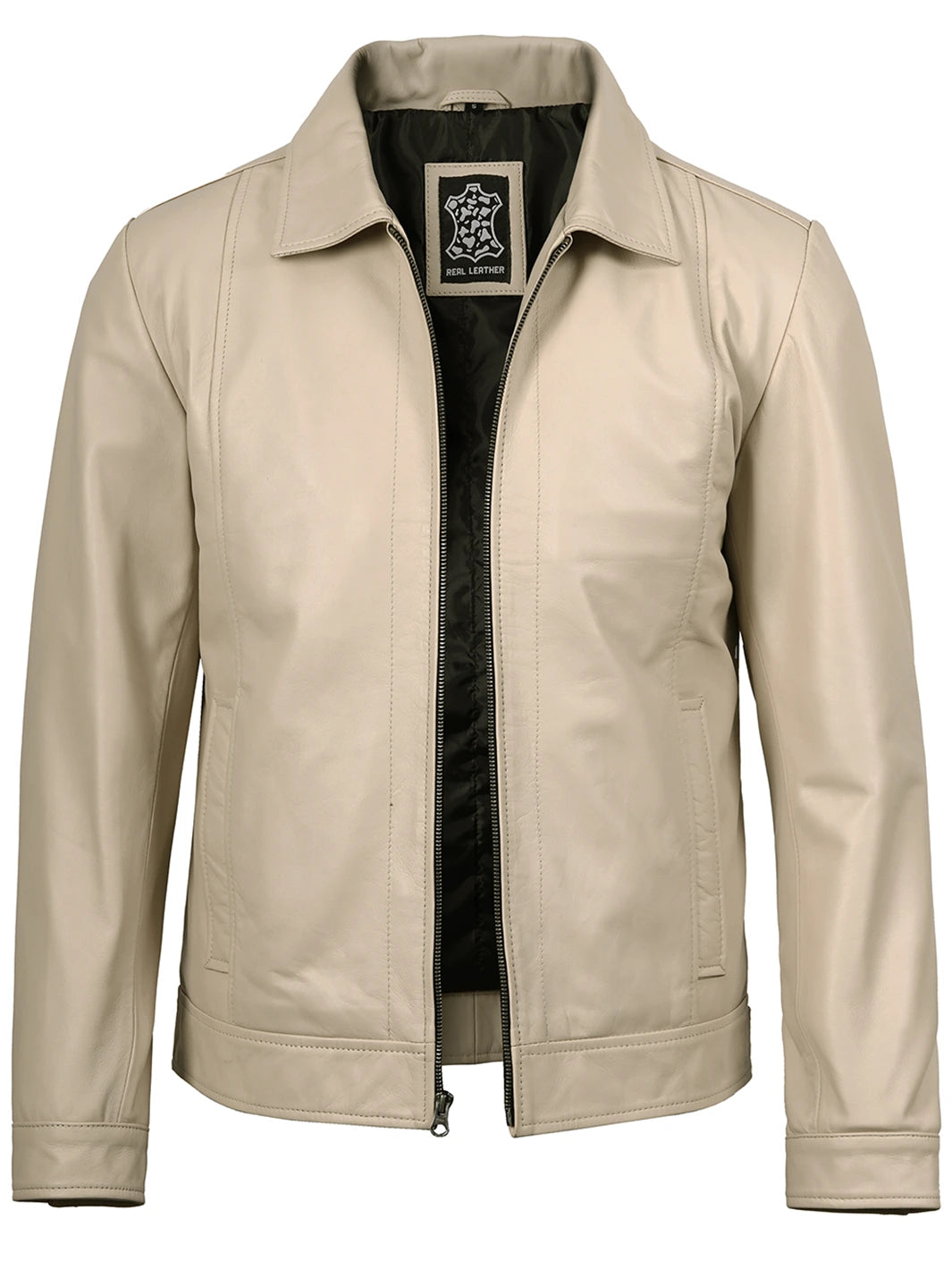 mens real leather harrington jacket
