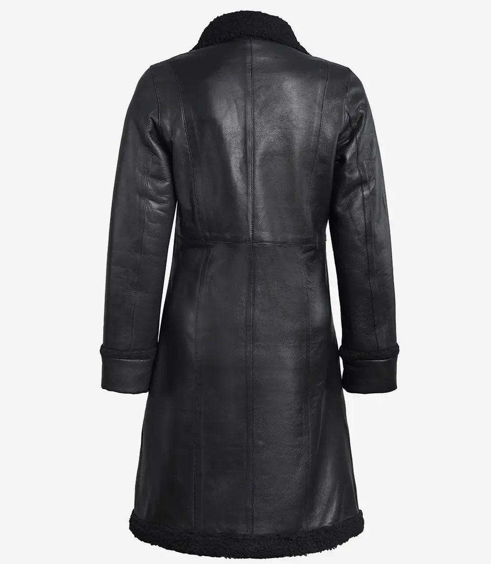 women black shearling leather coat