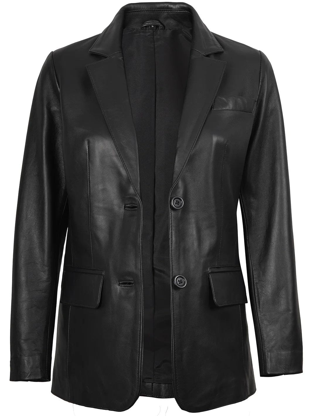 womens leather blazer black 