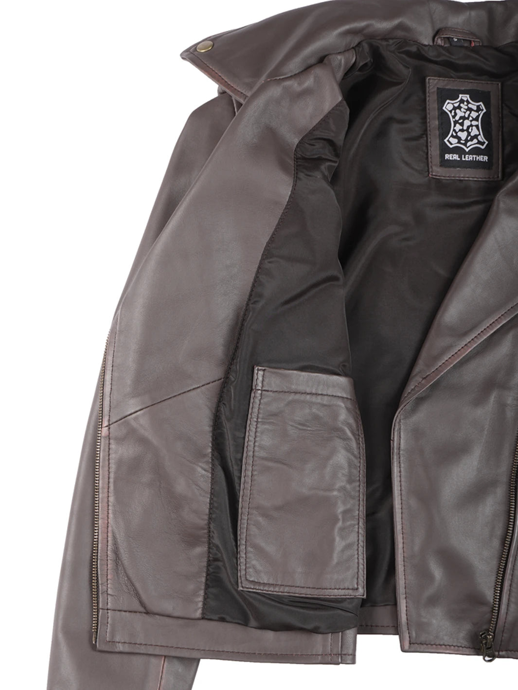 biker womens leather jacket dark brown 