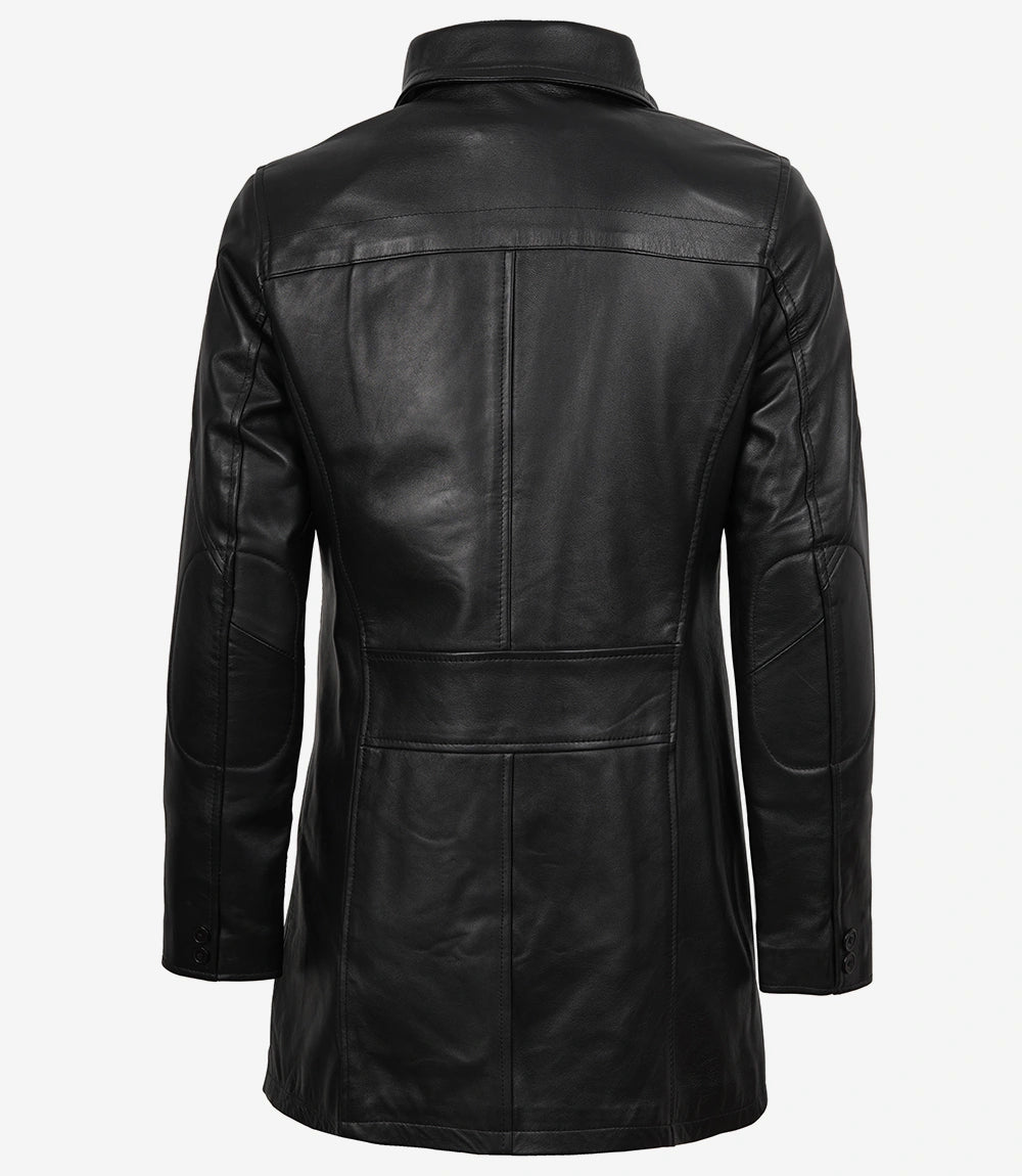 Womens Black Real Leather Coat