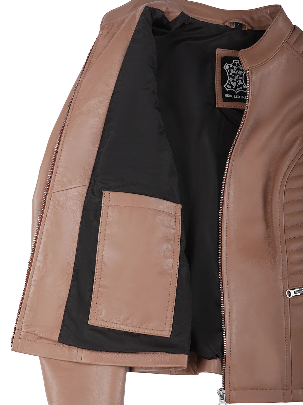 womens brown biker leather jacket