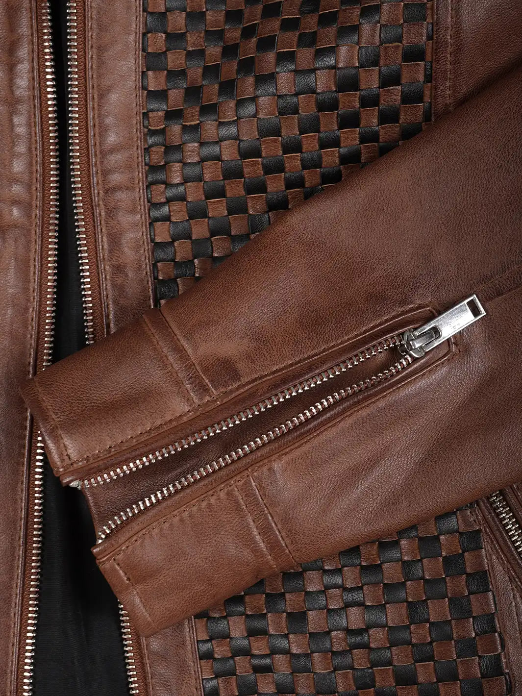 womens textured leather jacket features