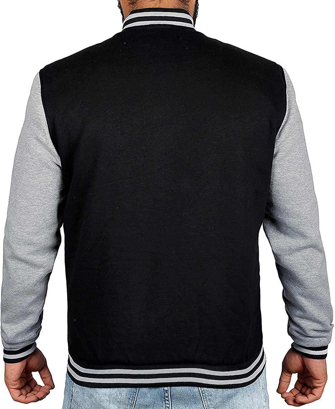 Mens Black & Grey Varsity Jacket - Decrum